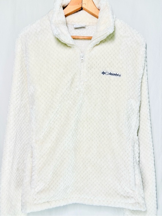 Columbia Sweaters - Columbia Cream Sherpa Fleece Quarter Zip Pullover Women’s Large Ivory Cozy Soft